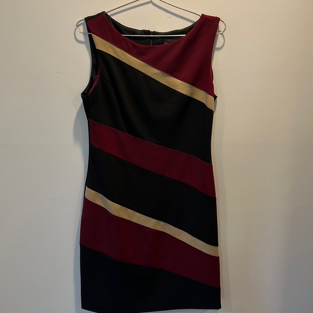 Connected Apparel Black and Red Striped Dress